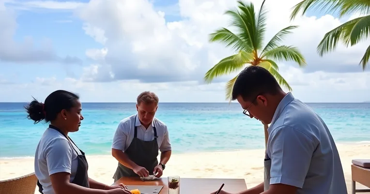 Hospitality students interning at a beach resort in Mauritius – Top Internship Destination